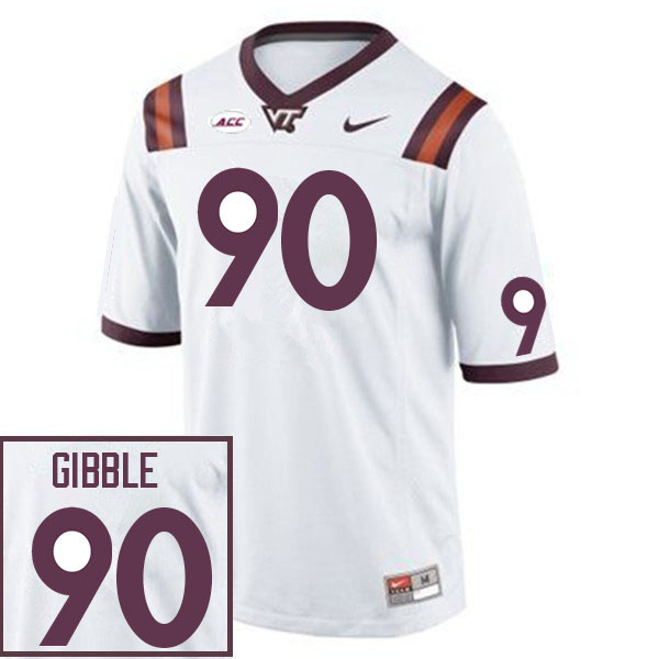 Men #90 Jared Gibble Virginia Tech Hokies College Football Jerseys Sale-White - Click Image to Close